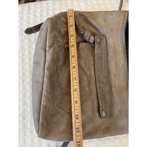 Vintage FRYE Light Brown Khaki Leather Backpack Silver Purse Boho Travel Classic main image 5